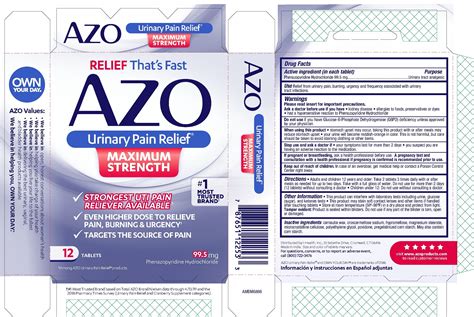 Label Azo Urinary Pain Relief Maximum Strength Tablet Oral - Indications, Usage & Precautions