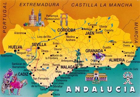 0988 SPAIN (Andalusia) - The map of Andalusia | Andalusia, Andalusia spain, Andalucia spain