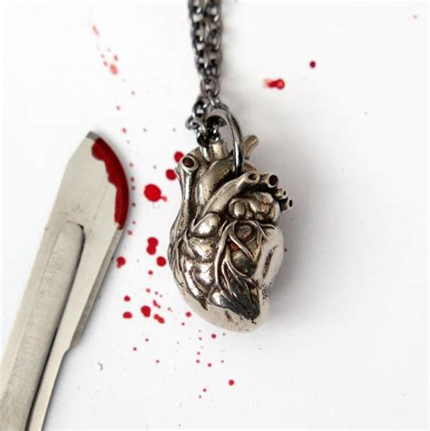 Anatomical Heart Necklace Antique Silver Anatomical Heart