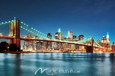 Brooklyn Bridge Night Lights Wallpaper Mural by Magic Murals