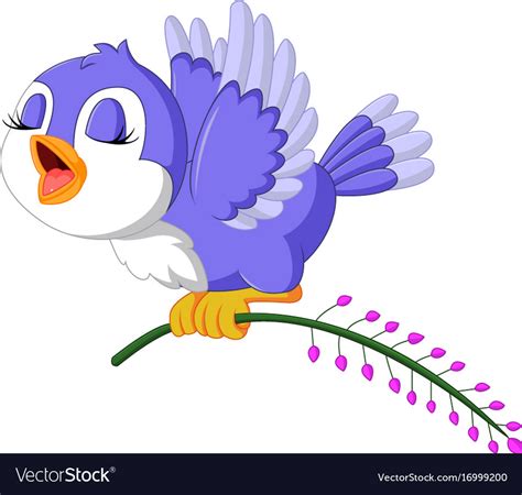 Cute bird singing Royalty Free Vector Image - VectorStock