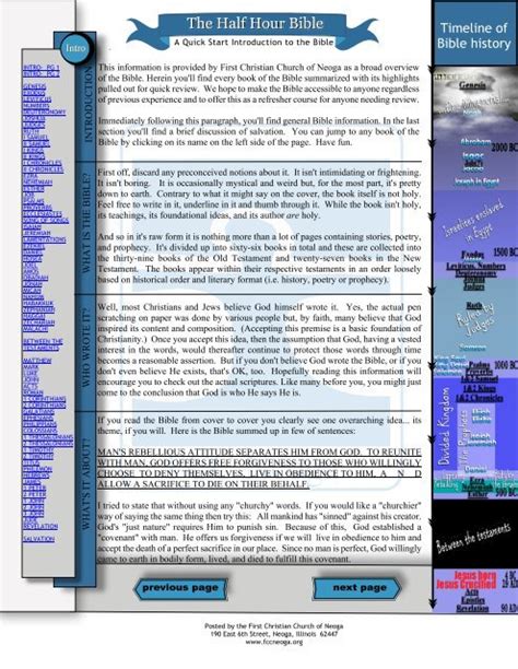 Bible Summary, 1_21_12 with timeline - fccneoga.org