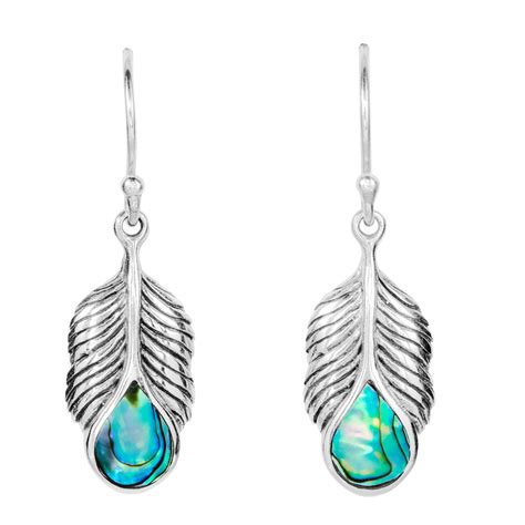 Sterling Silver Peacock Earrings with Paua Shell - from Shipton and Co UK