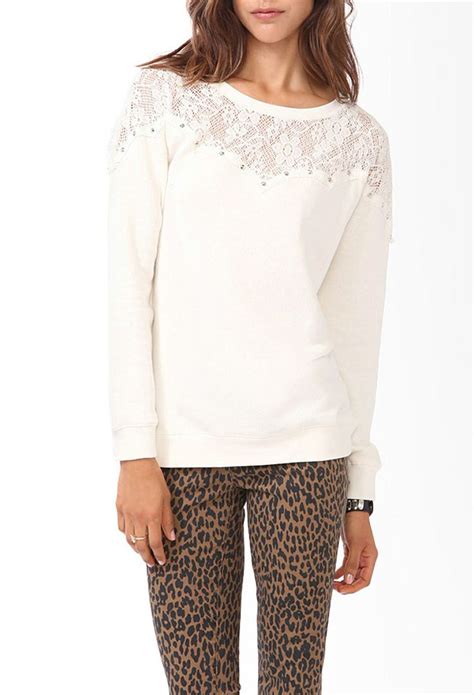 Studded Lace Sweatshirt | Fashion, Lace sweatshirt, My style