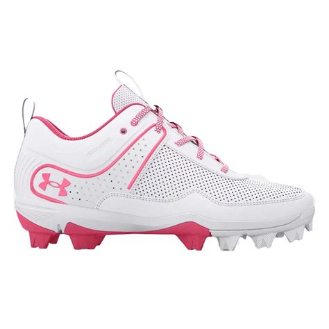 Under Armour Youth Glyde Rubber Molded Softball Cleats White | Pink Size 3.5 Medium - Walmart.com