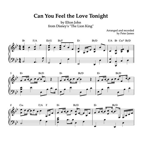 "Can You Feel the Love Tonight" - Piano sheet music (PDF)