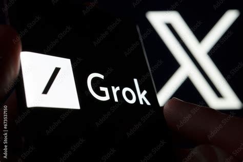 Grok AI chatbot logo seen on smartphone screen. Grok X.ai is a new ...