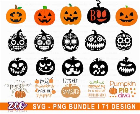 Pumpkin SVG Bundle Halloween Pumpkin SVG DXF Cut File - Etsy