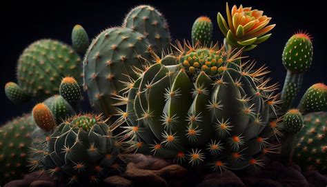 Free Photo | Nature illustration shows green spiked succulent plant generative AI