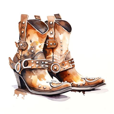 Premium AI Image | watercolor Spurs western wild west cowboy desert illustration clipart