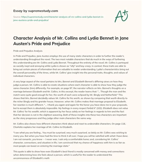 Character Analysis of Mr. Collins and Lydia Bennet in Jane Austen's ...