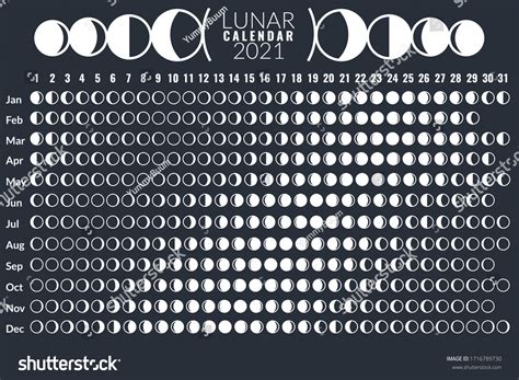 5,319 Moon Phase Calendar Images, Stock Photos & Vectors | Shutterstock