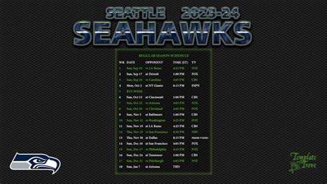 2023-2024 Seattle Seahawks Wallpaper Schedule