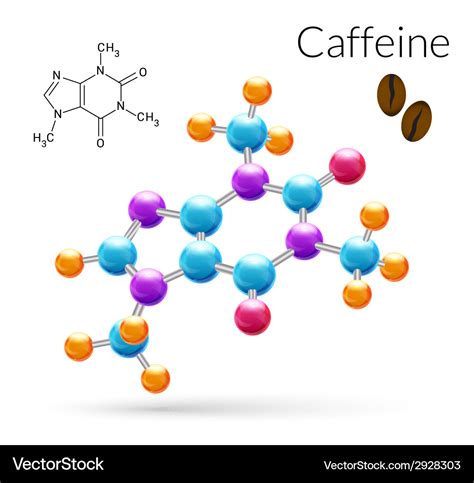 Caffeine molecule 3d Royalty Free Vector Image