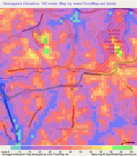 Elevation of Homagama,Sri Lanka Elevation Map, Topography, Contour