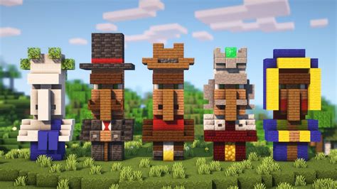 Minecraft | How to build 5 EPIC Villager Statue Designs - YouTube