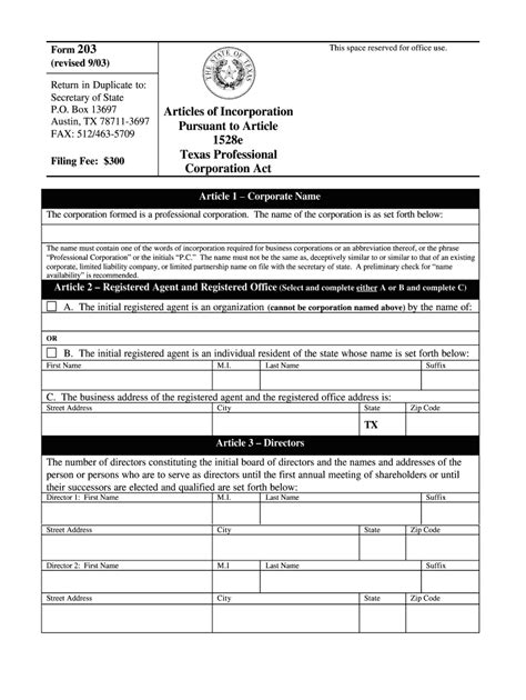 TX SOS 203 2003 - Fill and Sign Printable Template Online | US Legal Forms