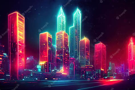 Premium Photo | Futuristic city concept art cityscape at night with ...