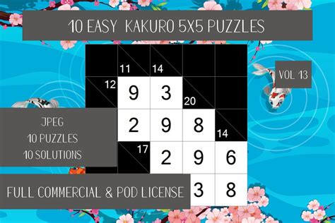 10 Kakuro Easy Puzzles Vol 13 Graphic by Fleur de Tango · Creative Fabrica