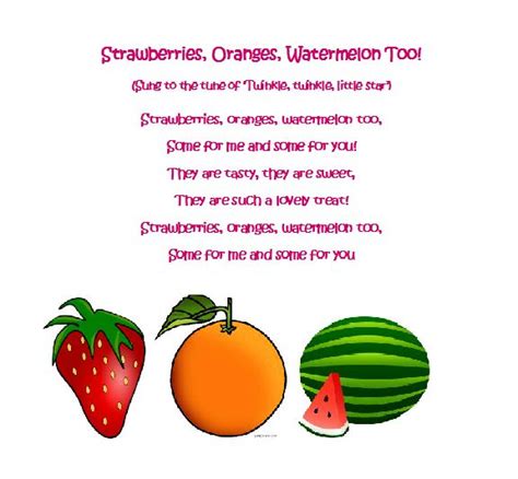 an orange, watermelon and strawberry poem