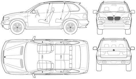 BMW X5 e53 Blueprint - Download free blueprint for 3D modeling