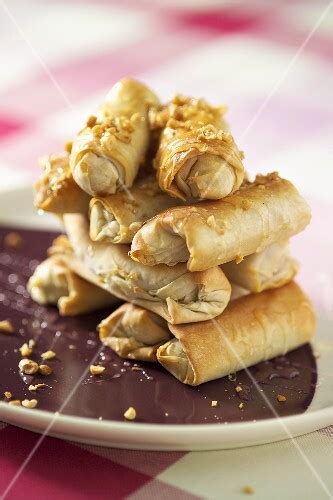 Baklava (filo pastry rolls with soft … – License Images – StockFood ...