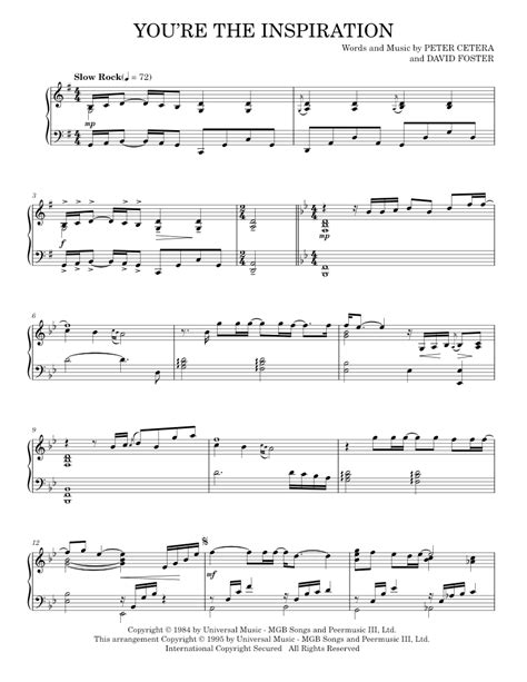 You're the Inspiration Sheet music for Piano by Chicago: Music Notes by MuseScore