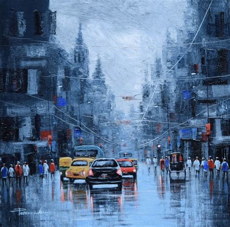 Artflute.com | Acrylic Painting by Purnendu Mandal | City Of Fog