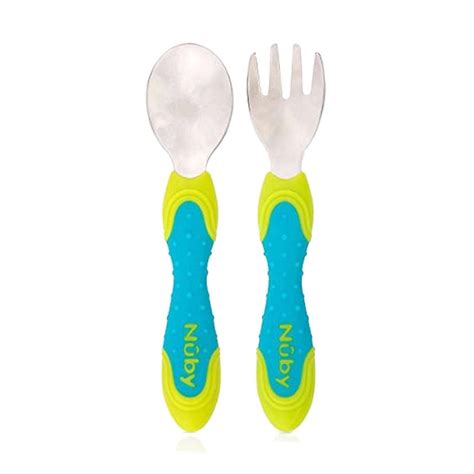 Jual Nuby Stainless Spoon Fork Perlengkapan Makan [2 pcs] - Blue di Seller Tiny Steps Baby ...