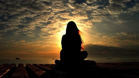 Girl Is Sitting Alone In Sunrays Background HD Alone Wallpapers | HD ...