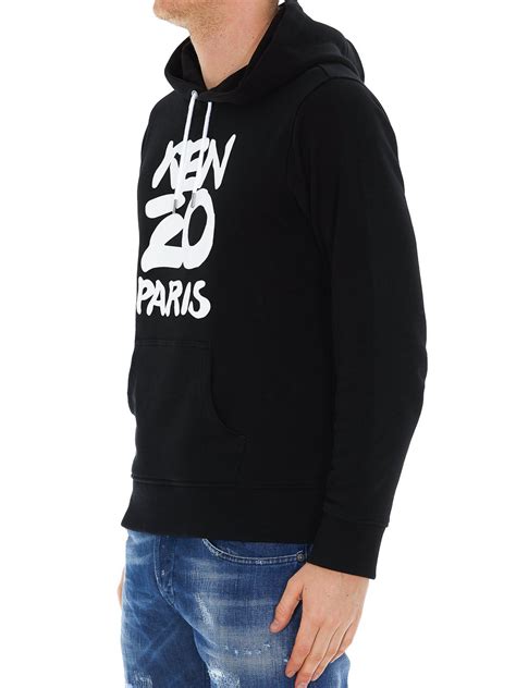 KENZO Cotton Logo Hoodie in Black for Men - Lyst