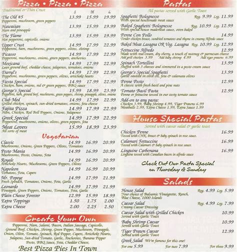 George's Pizza Menu, Menu for George's Pizza, Kerrisdale, Vancouver - Urbanspoon/Zomato