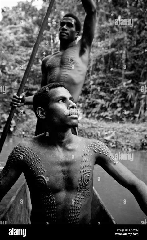 Initiates from the crocodile scarification ceremony; Sepik River, Papua New Guinea Stock Photo ...