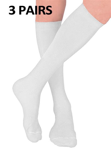 3 Pair White Compression Socks for Men and Women – 15-20 mmHg Medical ...