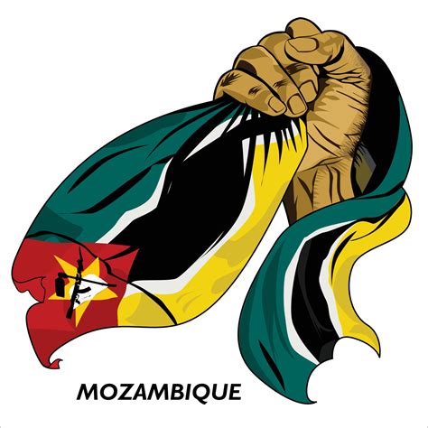 Fisted hand holding Mozambican flag. Vector illustration of lifted Hand ...