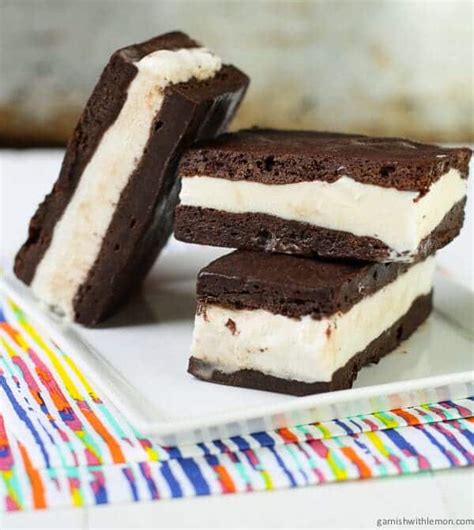 Fudgy Brownie Ice Cream Sandwiches - Garnish with Lemon