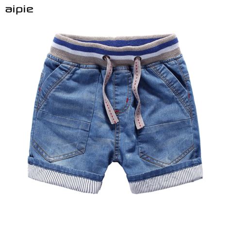 aipie Summer Children Boy's Shorts Solid Denim Cotton Shorts For 3 9 years kids wear-in Shorts ...