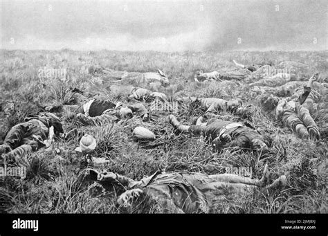 British casualties lie dead on the battlefield after the Battle of ...