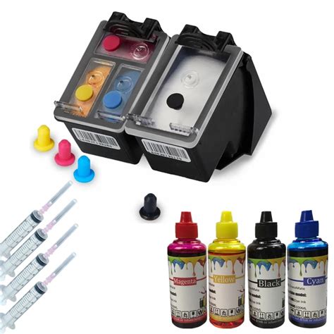 400ML Refill Ink and 62 Refillable Ink Cartridge Kit, Compatible for HP Envy 5640 OfficeJet 200 ...