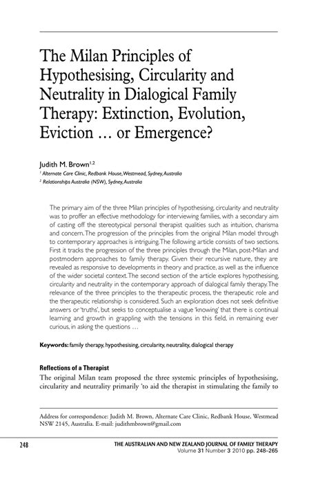 (PDF) The Milan Principles of Hypothesising, Circularity and Neutrality ...