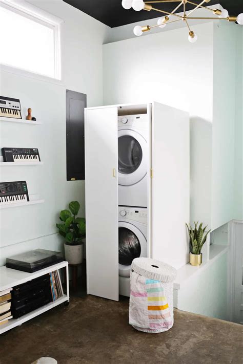 Hidden Washer and Dryer Cabinet - A Beautiful Mess