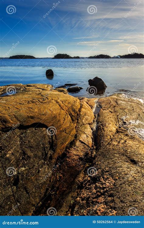 Swedish Archipelago Landscape with Rocks, Ocean and Islets Stock Photo ...