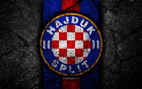 Download wallpapers 4k, Hajduk Split FC, logo, HNL, black stone, soccer ...