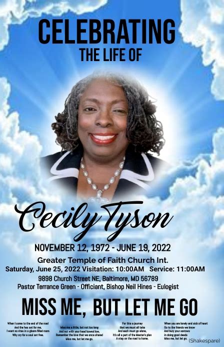 blue sky Obituary Cover,church newsletter Template | PosterMyWall