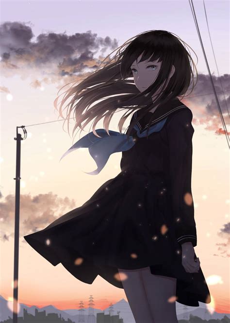 Download Depressed Anime Girl Student Wallpaper | Wallpapers.com