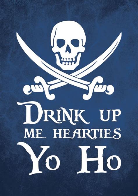 Pirate Art Print Poster - Drink Up Me Hearties - Digital Download ...