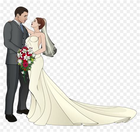 Elegant Wedding Couples Clipart for Invitations