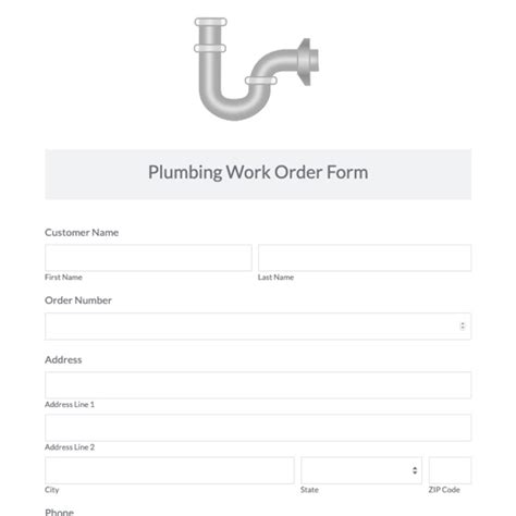 Plumbing Work Order Template