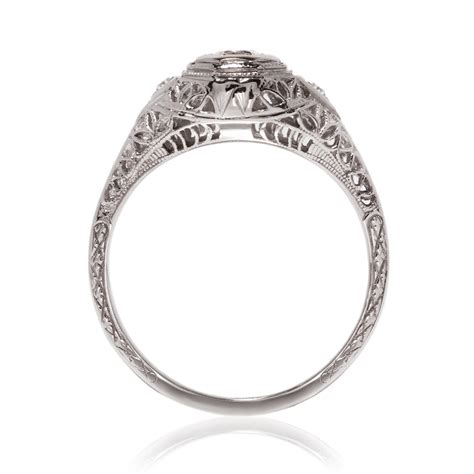 Antique Filigree Engagement Ring - .16ct Old European Cut Diamond Ring