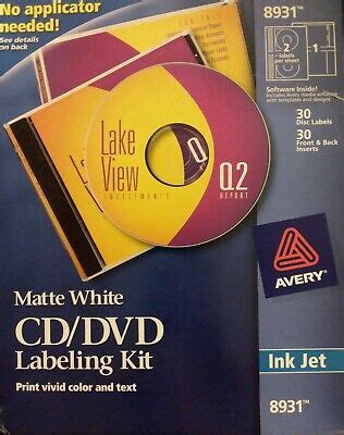 Avery Ink Jet 8931 CD/DVD Labeling Kit 30 Disc Labels & 30 Inserts *OpenBox* NEW 72782089313 | eBay